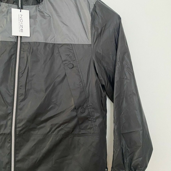 Noize Mens Colorblock Panel Nylon Hoodie Jacket Zip Up Black L Large - Picture 6 of 9